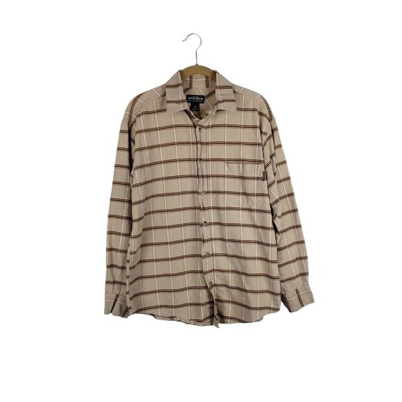 Woolrich Button Up Shirt British Tan Plaid Long Sleeve 3067 Mens Size Medium - Picture 1 of 7